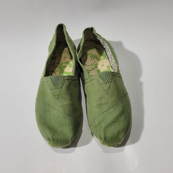 Tom's Alpargata Canvas Women's Classics Slip-On Shoes - Green sz 8 W - Picture 1 of 8